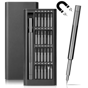 25 in 1 Precision Screwdriver Set with Aluminium Alloy Handle Highly Hardened Metal Bits Swivelling Design Disassembly Kit