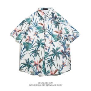 Hawaii Flower Summer Shirt Loose Casual Short Sleeve Half Sleeve Quick Dry Beach Vacation Mens Shirt Regular Thick Sharp Collar