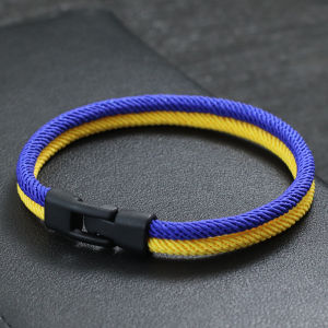 New Fashion Bicolor Rope Bracelet Men Ukraine Braclet In Blue Yellow Viking Bangle Pulseira Masculino Cool Biker Accessoriess