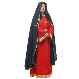 Virgin Mary Costume Suit Biblical Costume Christmas Suit with Headscarf and Belt