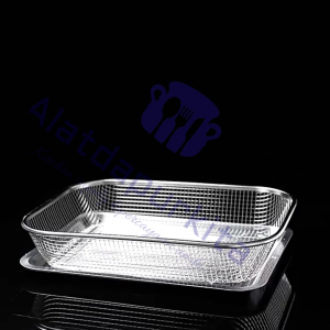 Keranjang Peniris Minyak Makanan Gorengan Colander Saringan Cuci Sayur Buah Stainless Anti Karat