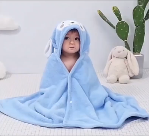 Baby Blanket Hooded Baby Swaddle Coral Fleece Beach Bath Towel with Hood for Kids Toddler 80*80cm