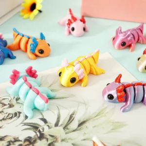 24/12Pcs Plastic 3D Printed Axolotl Figure Flexible Joint Mini Sensory Axolotl Toy Add Fun 3D Printed Animal Toy for Children