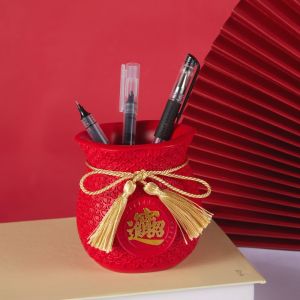 New Chinese Style Fortune Cat Pen Holder High End Gift Desktop Storage Decoration Item Teacher Colleague Present