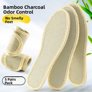 LINGMIAO | Deodorizing Bamboo Charcoal Insoles for Men Thin Absorbent Breathable