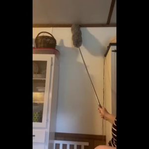 Dust duster with extension pole telescopic and bendable electrostatically adsorbed and lint free reusable and washable ceilin