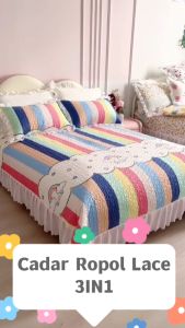 Ruffles Lace Patchwork Bedspread 3IN1 QUEEN / KING