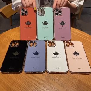 Case Xiaomi Redmi Note 12 4G Poco X5 5G Redmi Note 12 5G Motif Maple Daun Plating List Gold Silikon Free Tali lanyard Soft Casing Handphone