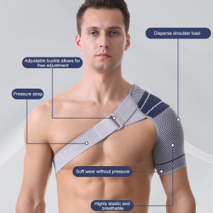 1pc Left Right Shoulder Support Stabilizer Compression Sleeve with Adjustable Strap for Rotator Cuff Relief Frozen Shoulder