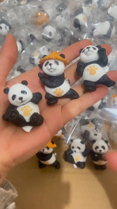 4Pcs Pajangan Dashboard Mobil Figure Panda Cute Dekorasi Ornamen Miniatur