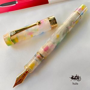 Jinhao 100 Fountain ปากกา Celluloid สไตล์คลาสสิกFine Nib Smooth Writing Instrument พร้อมรีฟิล Converter