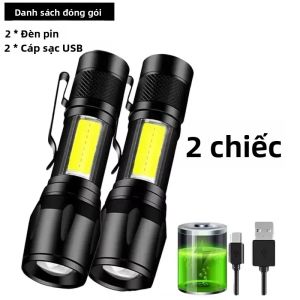 COB + XPE Mini LED Đèn Pin Cắm Trại USB Có Thể Sạc Lại Đèn Pin Cầm Tay Có Thể Phóng To Ánh Sáng Chiến Thuật Đèn Lồng Đèn Kẹp Ngoài Trời