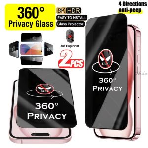 1-2Pcs 4 Way 360° Anti-Spy Screen Protector For iPhone 15 18 Ultra 13 14 Plus 17 16 Pro Max Full Coverage Tempered Glass Film