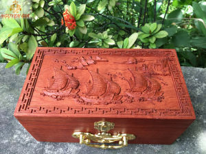 [Xả lỗ] Hộp đựng trang sức đồ cá nhân con dấu công ty bằng gỗ Hương mẫu Thuận buồm xuôi gió trạm khắc sắc nét mang lại sự thuận lợi phát triển