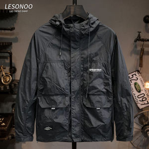 LIANSENNIAO | Áo Khoác Thời Trang Mùa Hè Đen Nhẹ Dễ Khô Chống Nắng Phong Cách Đồng Phục Hooded Cho Nam
