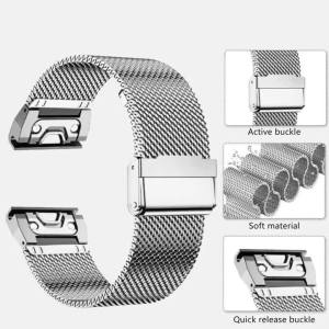 For Garmin Watch Fenix 8 E 6 6x 7 7x Pro 5 5x Plus 5s 6s 20/22/26mm Stainless Steel Band Minimalist Wristband Bracelet