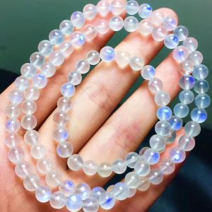 Natural Crystal Blue Moonstone Bracelet Strong Blue Light Womens Jelly Body Ice Seed Color Light Pendant Chain Fashion Jewelry