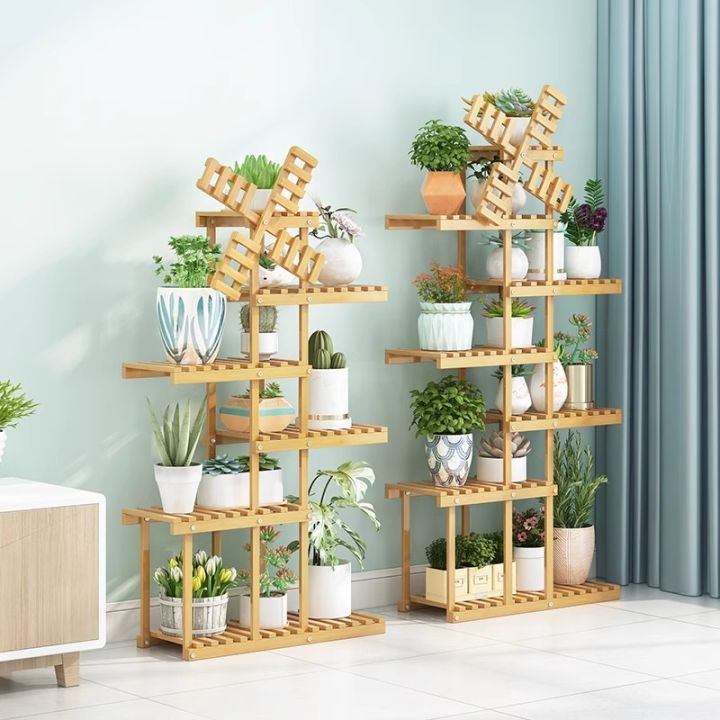 Bamboo Flower Rack Multi Layer Large Capacity Plant Rak Bunga Multi ...