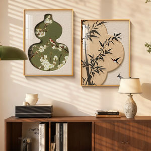 YASISHA | Chinese Style Flower and Bird Entrance Decoration Green Bamboo Wall Art