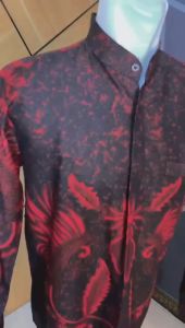Kemeja Koko Pria Lengan Panjang Batik Katun Furing Premium Mewah Hitam Baju Koko Cowok Terbaru MBA11