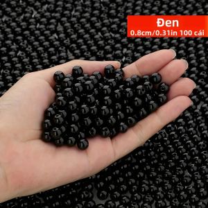Bộ 100 Hạt Acrylic 8mm - Màu Sắc Rực Rỡ Đỏ Trắng Đen Dùng Cho Đồ May Mặc Tự Làm