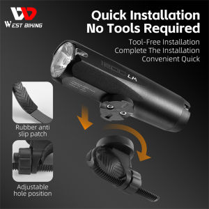 ไฟฉายการขี่มอเตอร์ไซค์อลูมิเนียมแบบชาร์จไฟได้IPX5ไฟหน้ารถจักรยาน1200/900/600ลูเมนกันน้ำได้ไฟหน้า