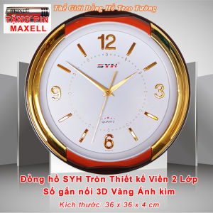 Đồng Hồ Treo Tường Máy Nhật Kim Trôi SYH Thiết Kế Phối Màu 2 Lớp – Tặng Pin Maxell – Bảo Hành 1 Năm