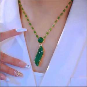 K23 (Beli 2 dapat bonus) COD Kalung giok hijau hijab titanium