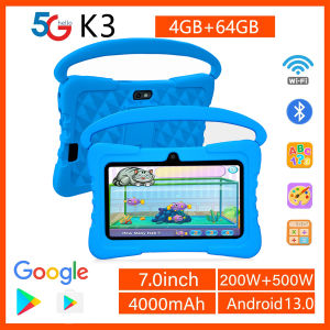 BDF | BDF-K3 Kids 7 Inch Android Tablets Quad Core 4GB+64GB ROM Cartoon Portable with Kids-Proof Protective Case Best Gift for Childre