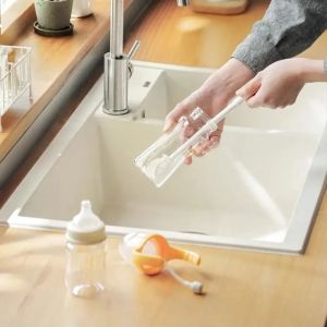 Foldable Silicone Bottle Brush 360 Degree Cleaning Long Handle Reusable for Baby Bottles Narrow Glassware Cups Kitchen Dishwashe
