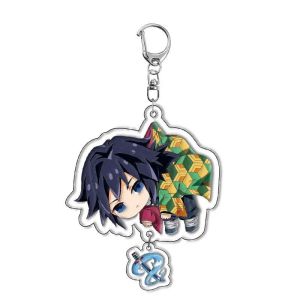High Aesthetic Acrylic Keychain Anime Demon Slayer Chara And Bean Bag School Bag Pendant Collectible Anime Toy from Japan