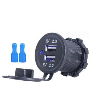 12/24V Dual USB Port Car Charger Motorcycle 5V 4.2A Charger Socket Waterproof Fast Quick Charge Adapter for Vehicle Boat Truck