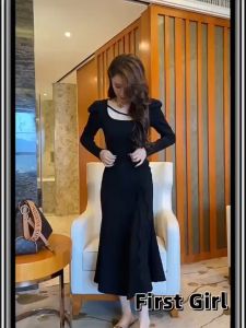 Gaun Wanita Basic Knit Slim Long Sleeve - G009