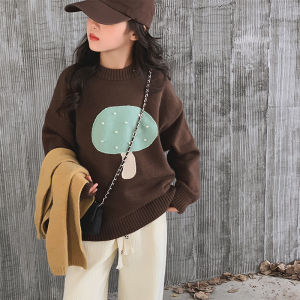 Áo Len Dày Dặn Bé Gái Trang Phục Mùa Đông Trẻ Em Lớn Mẫu Thu Đông Áo Len Lót Trong Áo Dệt Kim Hoạt Hình Mùa Đông Bé Gái