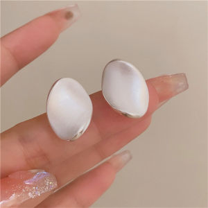 XiXi Kiểu Pháp kim loại chải xoắn Bông tai hình bầu dục của phụ nữ đặc biệt quan tâm thiết kế cao cấp ánh sáng bông tai sang trọng tinh tế và đa năng Bông tai