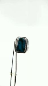 Natural Bacan Doko Majiko Blue dan Bacan Palamea Ring Monel Octagon