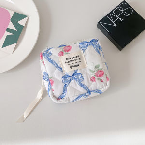 Hisocute Sweet Girl Bows Sanitary Napkin Cosmetics Bag Sanitary Pads Sanitary Napkin Bag Student Earphone Coin Purse
