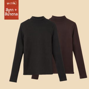 MiiOW | เสื้อชั้นในผู้หญิง MiiOW ทรงเข้ารูป ปกสูงครึ่งตัว ขนแกะหนา อบอุ่น แขนยาว ปกติ ฤดูหนาว 2024 เสื้อชั้นในผู้หญิง