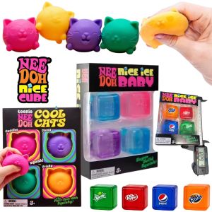 Schylling Nee Doh Nice Cube & Mini Cat & Soda Cube Sensory Pinch Blocks Stress Relief Puzzle Kids Souvenir Blind Box