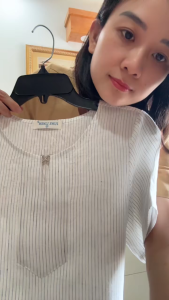 [JUNE LINEN] Áo kiểu nữ Linen tưng premium cổ tròn xẻ V. #ANU-01
