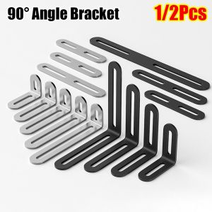 YUNAFIN 1/2Pcs Thép không gỉ Khung góc Chốt đồ nội thất Góc phải 90 độ Khớp Nẹp góc Bạc Giá Đỡ Kệ Tường chắn tủ