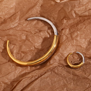Double Layered Double Color Staggered Open Bangle Waterproof 18K Gold Plated Jewelry Silver Color Stainless Steel Womens Ring