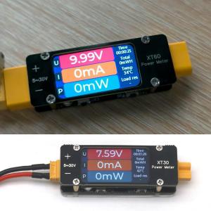 64A Máy Đo Điện DC Có Báo Động Nhiệt Độ Cho BMS RC Máy Bay Không Người Lái Pin Sạc Xả Màn Hình XT30 XT60 Ampe Kế