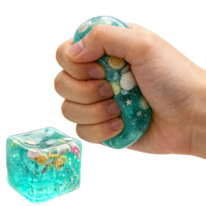 Blue Ocean Cube Stress Balls Squishy Maltose Cube Slow Rise Squeeze Toy Sensory Anti-stress Toy for Adults Anxiety Relief Gift