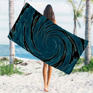 BILIBILI | Dark Teal Metallic Swirl Quick Drying Microfiber Beach Towel Lightweight for Swimming Camping Yoga - Bath Towel