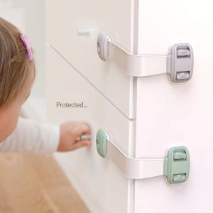Childrens Safety Lock Multi Functional Safety Lock Protective Equipment Childrens Cabinet Refrigerator Door Protective Lock 360° Rotatable Safety Lock Manual Punch Free Protective Lock Anti Pinch To Prevent Children From Pushing And Pulling