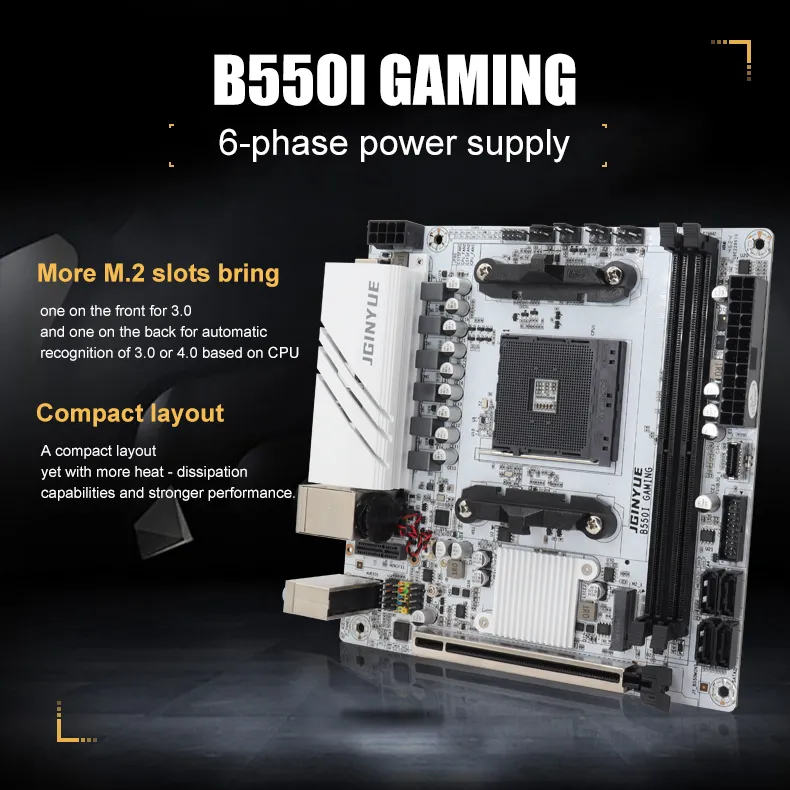 JGINYUE AMD B550 AM4 mini ITX Motherboard supports Ryzen R5 4000