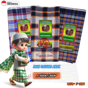 Sarung anak laki Junior Size 80x100cm-Kain Sarung Tenun Kotak anak Junior Usia 5-12th -Aurora Store