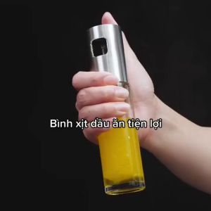 Bình xịt dầu ăn thủy tinh 100ml bình phun xịt dầu ăn dấm nước mắm trong suốt có nắp đậy bằng thép không gỉ dùng cho các món salad đồ nướng BBQ vv