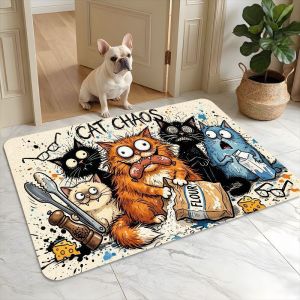 VIKAMA Family Friendly Pets Door Mat Cats Dogs Welcome Rug For Entryway Front Door Porch Indoor Outdoor Pet Lover Home Decor